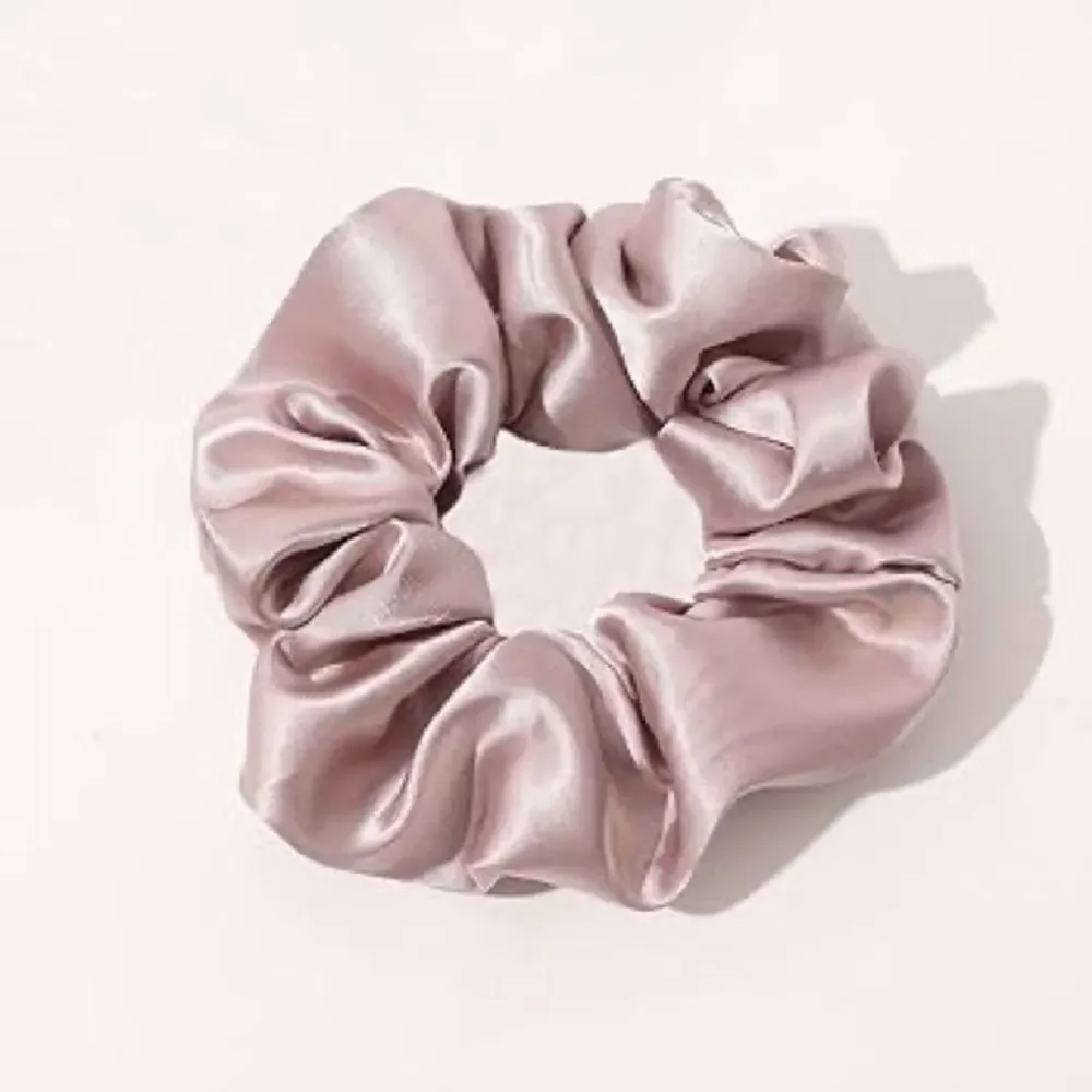 Cafe brown color satin hair scrunchie